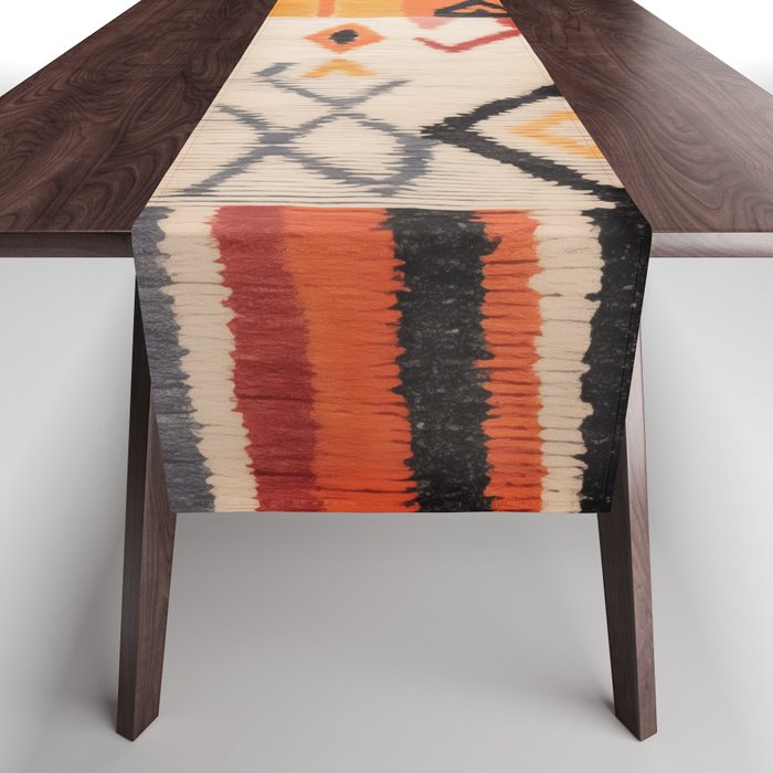 Moroccan Berber Rug Design No.54 - Multicolor, Ivory White Table Runner Gallery Image 1