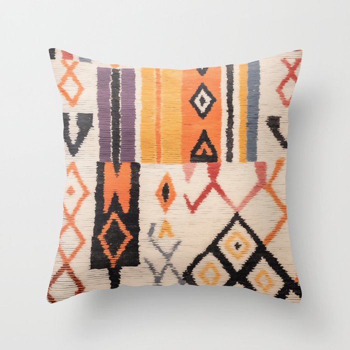 Moroccan Berber Rug Design No.54 - Multicolor, Ivory White Throw Pillow Gallery Image 6