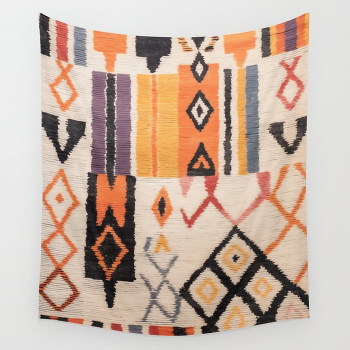 Moroccan Berber Rug Design No.54 - Multicolor, Ivory White Wall Tapestry Gallery Image 4