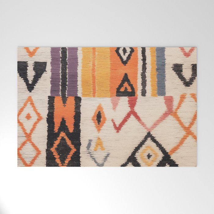 Moroccan Berber Rug Design No.54 - Multicolor, Ivory White Welcome Mat Gallery Image 1