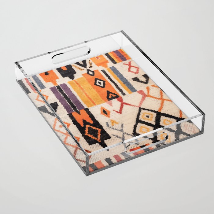 Moroccan Berber Rug Design No.54 - Multicolor, Ivory White Acrylic Tray Gallery Image 1