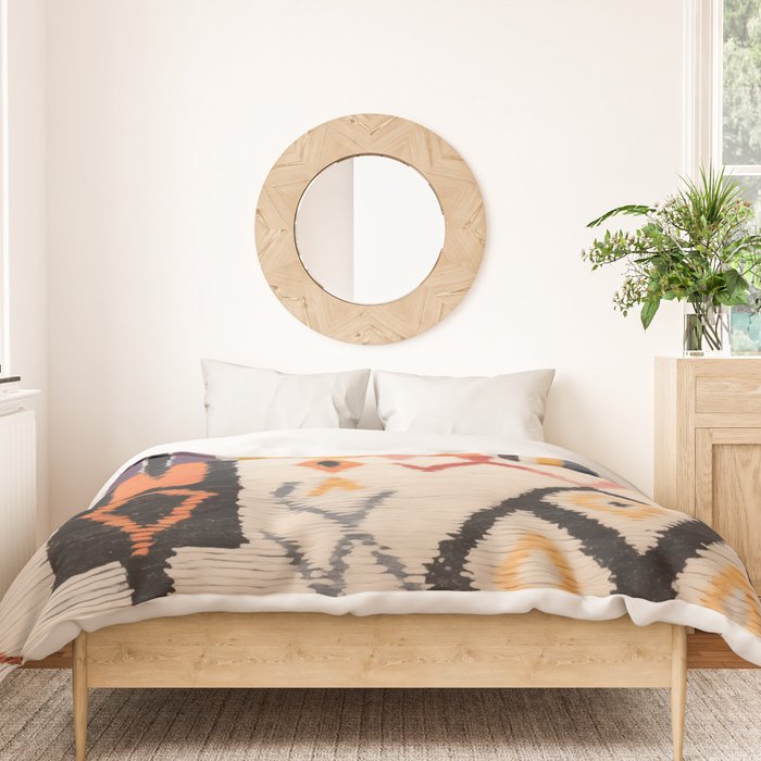 Moroccan Berber Rug Design No.54 - Multicolor, Ivory White Duvet Cover Gallery Image 3