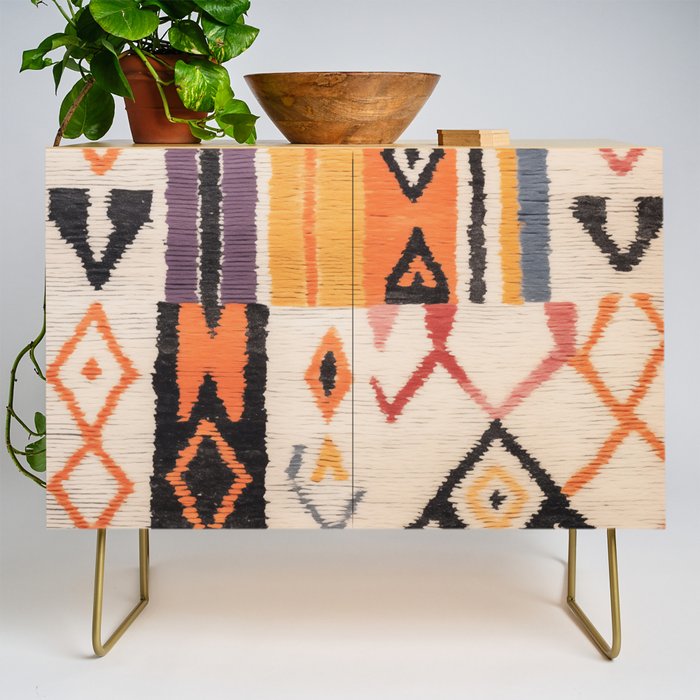 Moroccan Berber Rug Design No.54 - Multicolor, Ivory White Credenza Gallery Image 1