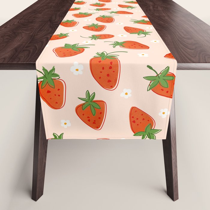 Red Strawberries Pattern Table Runner Gallery Image 1