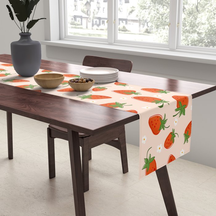 Red Strawberries Pattern Table Runner Gallery Image 2