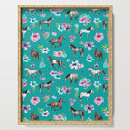 Horses and Flowers, Turquoise, Horse Decor, Horse Art, Western Decor Serving Tray Gallery Image 1