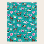 Horses and Flowers, Turquoise, Horse Decor, Horse Art, Western Decor Poster Gallery Image 4