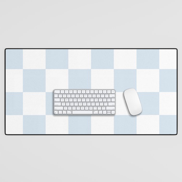 pale blue and white checkered nursery style design for boys Desk Mat Gallery Image 1