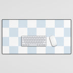 pale blue and white checkered nursery style design for boys Desk Mat Gallery Image 1