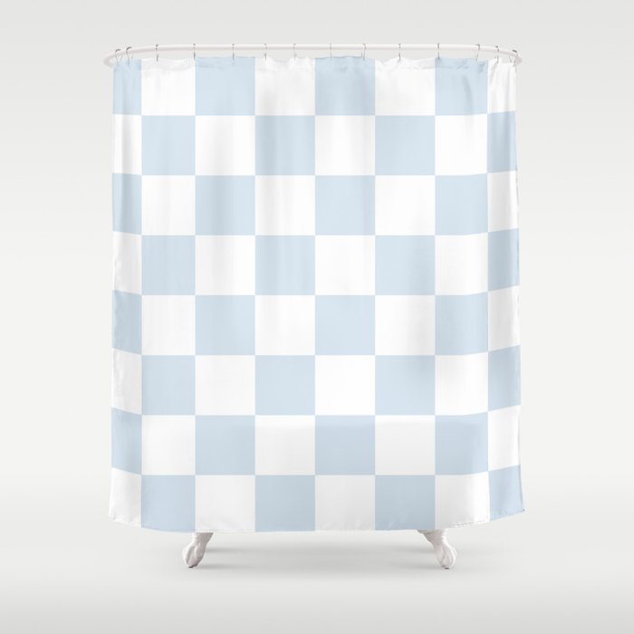 pale blue and white checkered nursery style design for boys Shower Curtain Gallery Image 1