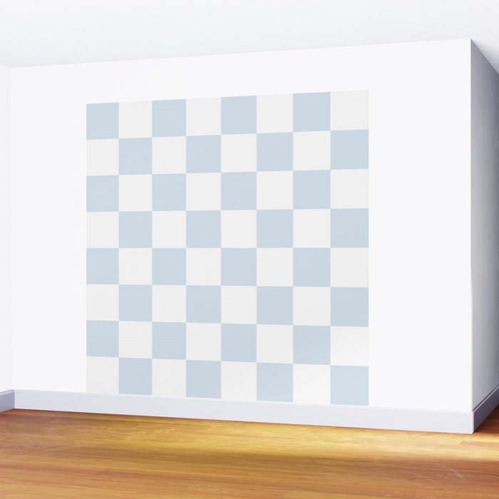 pale blue and white checkered nursery style design for boys Wall Mural Gallery Image 2