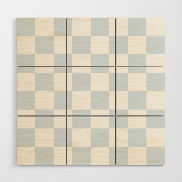 pale blue and white checkered nursery style design for boys Wood Wall Art Gallery Image 1