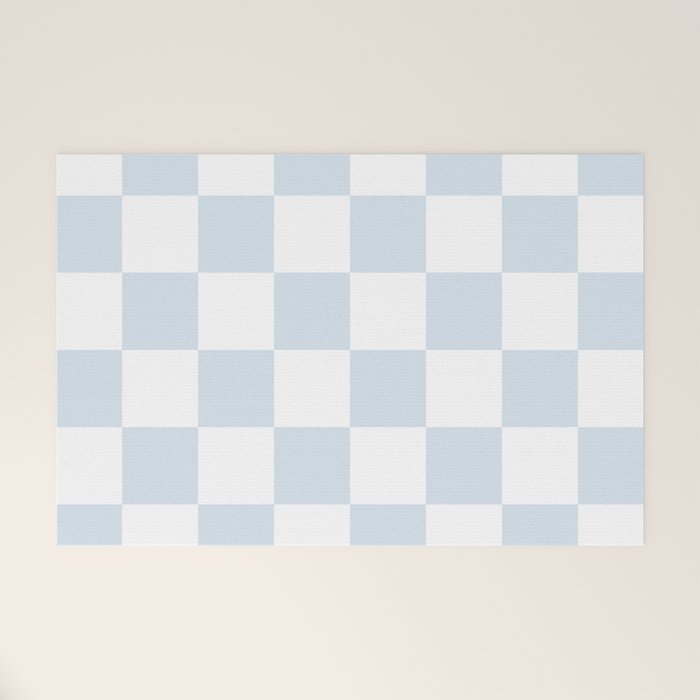 pale blue and white checkered nursery style design for boys Welcome Mat Gallery Image 1