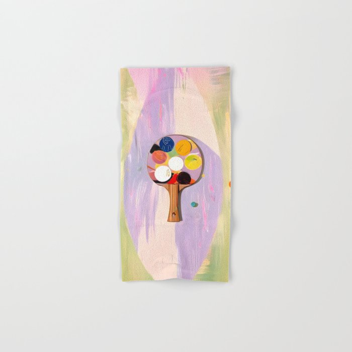 The Juggle Is Real. Ping-Pong Table Tennis Hustle, Sports Active Painting, Eclectic Bohemian Contemporary Motivation, Boss Mindset Work For Yourself Independence Illustration Bath Towel Gallery Image 1