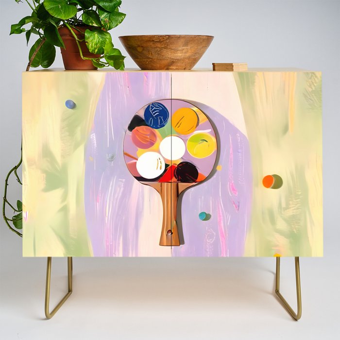 The Juggle Is Real. Ping-Pong Table Tennis Hustle, Sports Active Painting, Eclectic Bohemian Contemporary Motivation, Boss Mindset Work For Yourself Independence Illustration Credenza Gallery Image 1