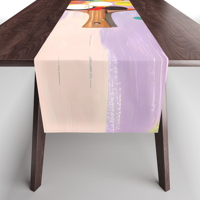 The Juggle Is Real. Ping-Pong Table Tennis Hustle, Sports Active Painting, Eclectic Bohemian Contemporary Motivation, Boss Mindset Work For Yourself Independence Illustration Table Runner Gallery Image 1