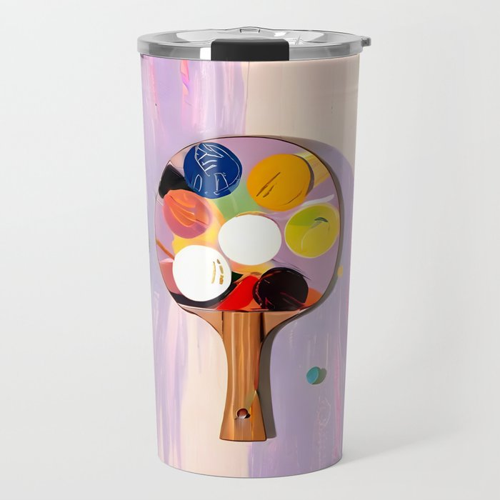 The Juggle Is Real. Ping-Pong Table Tennis Hustle, Sports Active Painting, Eclectic Bohemian Contemporary Motivation, Boss Mindset Work For Yourself Independence Illustration Travel Mug Gallery Image 1