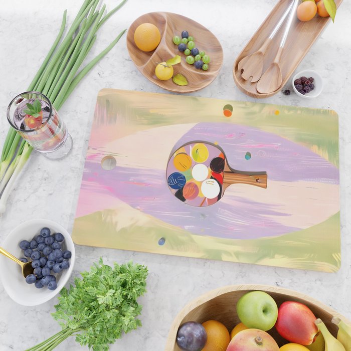The Juggle Is Real. Ping-Pong Table Tennis Hustle, Sports Active Painting, Eclectic Bohemian Contemporary Motivation, Boss Mindset Work For Yourself Independence Illustration Cutting Board Gallery Image 2