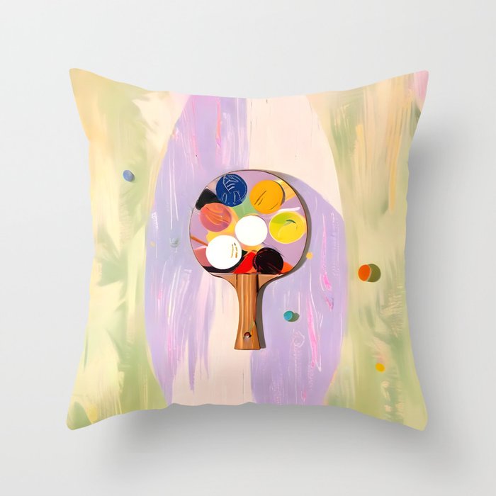 The Juggle Is Real. Ping-Pong Table Tennis Hustle, Sports Active Painting, Eclectic Bohemian Contemporary Motivation, Boss Mindset Work For Yourself Independence Illustration Throw Pillow Gallery Image 6
