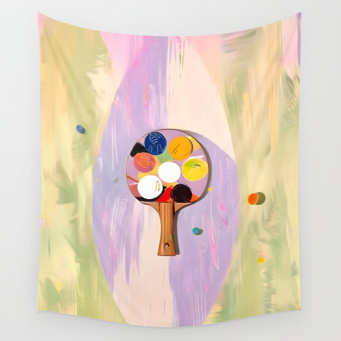 The Juggle Is Real. Ping-Pong Table Tennis Hustle, Sports Active Painting, Eclectic Bohemian Contemporary Motivation, Boss Mindset Work For Yourself Independence Illustration Wall Tapestry Gallery Image 4