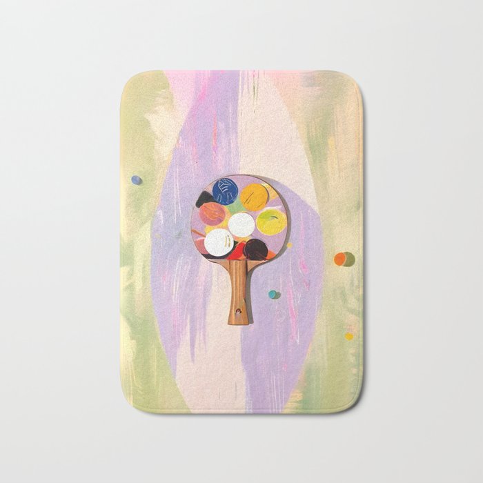 The Juggle Is Real. Ping-Pong Table Tennis Hustle, Sports Active Painting, Eclectic Bohemian Contemporary Motivation, Boss Mindset Work For Yourself Independence Illustration Bath Mat Gallery Image 1