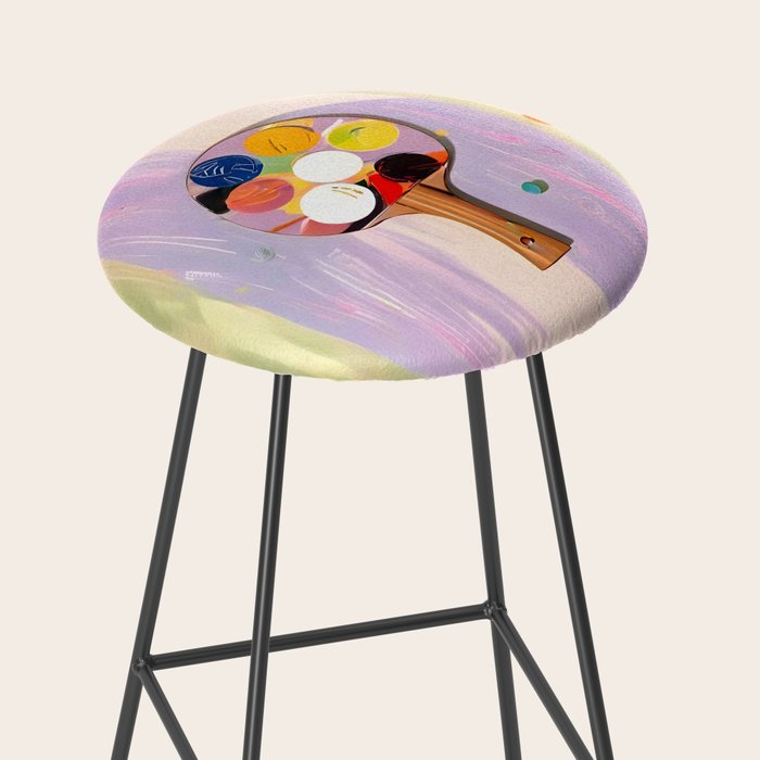 The Juggle Is Real. Ping-Pong Table Tennis Hustle, Sports Active Painting, Eclectic Bohemian Contemporary Motivation, Boss Mindset Work For Yourself Independence Illustration Stool Gallery Image 2