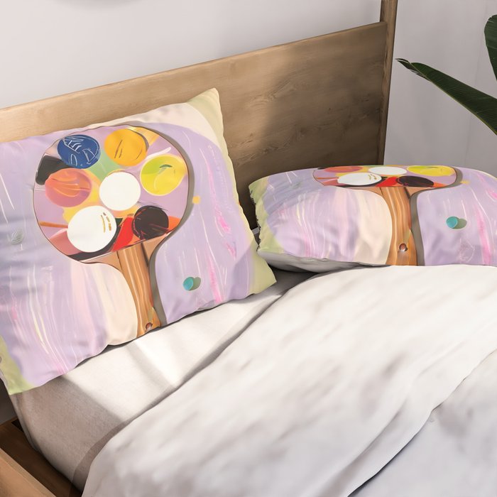 The Juggle Is Real. Ping-Pong Table Tennis Hustle, Sports Active Painting, Eclectic Bohemian Contemporary Motivation, Boss Mindset Work For Yourself Independence Illustration Pillow Sham Gallery Image 2