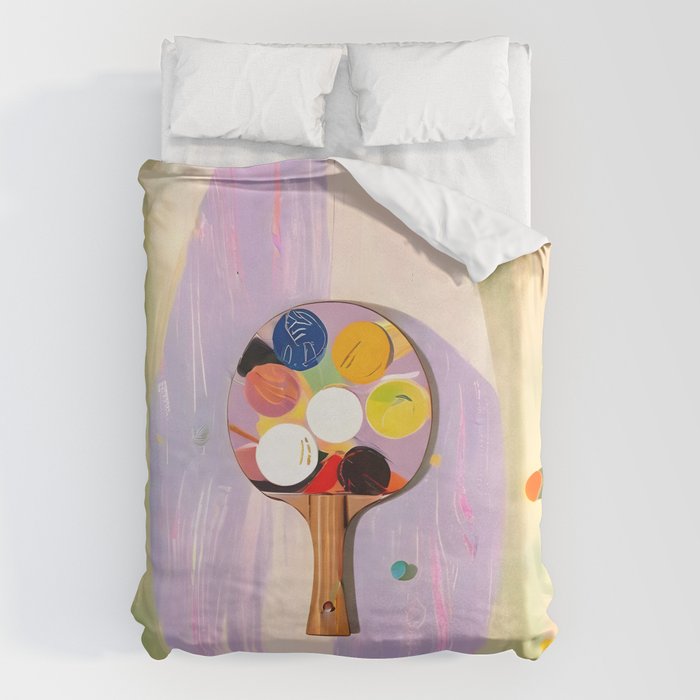 The Juggle Is Real. Ping-Pong Table Tennis Hustle, Sports Active Painting, Eclectic Bohemian Contemporary Motivation, Boss Mindset Work For Yourself Independence Illustration Duvet Cover Gallery Image 6