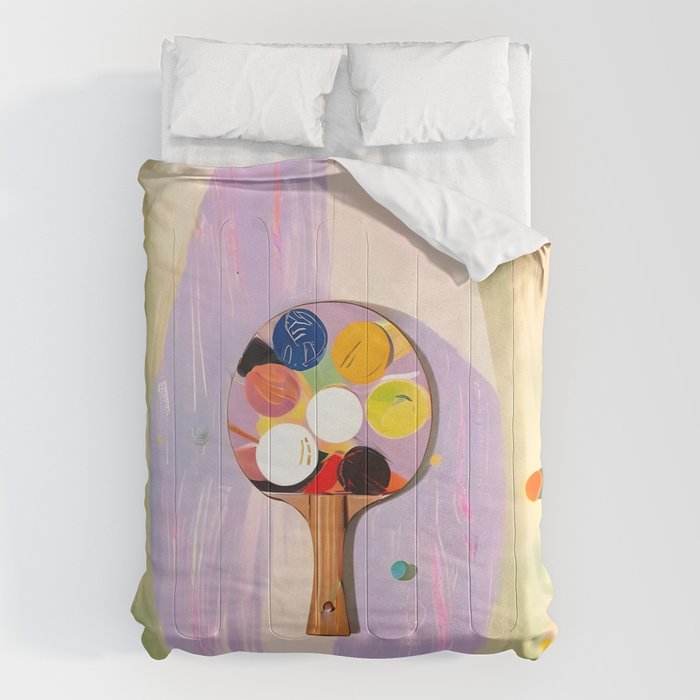 The Juggle Is Real. Ping-Pong Table Tennis Hustle, Sports Active Painting, Eclectic Bohemian Contemporary Motivation, Boss Mindset Work For Yourself Independence Illustration Comforter Gallery Image 1