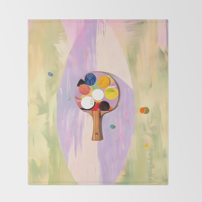 The Juggle Is Real. Ping-Pong Table Tennis Hustle, Sports Active Painting, Eclectic Bohemian Contemporary Motivation, Boss Mindset Work For Yourself Independence Illustration Throw Blanket Gallery Image 2