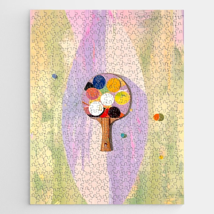 The Juggle Is Real. Ping-Pong Table Tennis Hustle, Sports Active Painting, Eclectic Bohemian Contemporary Motivation, Boss Mindset Work For Yourself Independence Illustration Jigsaw Puzzle Gallery Image 1