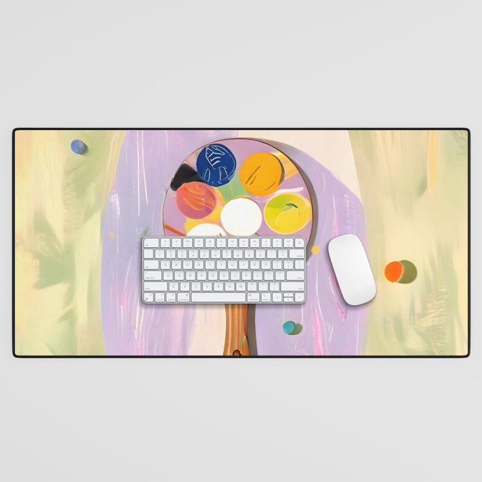 The Juggle Is Real. Ping-Pong Table Tennis Hustle, Sports Active Painting, Eclectic Bohemian Contemporary Motivation, Boss Mindset Work For Yourself Independence Illustration Desk Mat Gallery Image 1