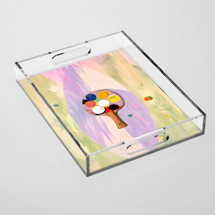 The Juggle Is Real. Ping-Pong Table Tennis Hustle, Sports Active Painting, Eclectic Bohemian Contemporary Motivation, Boss Mindset Work For Yourself Independence Illustration Acrylic Tray Gallery Image 1