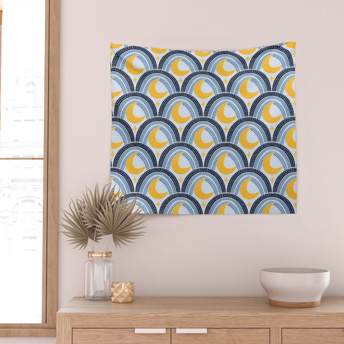 Mediterranean Moonlight Mosaic Wall Tapestry Gallery Image 2