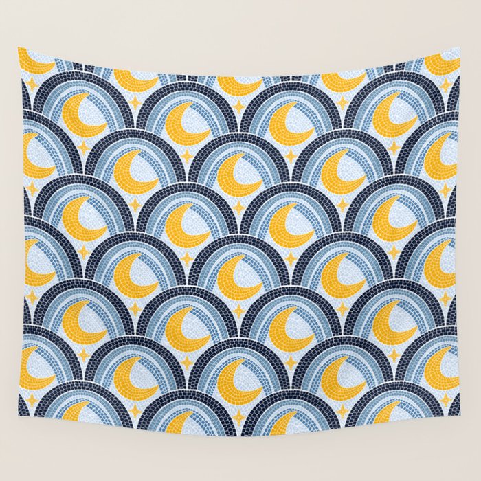 Mediterranean Moonlight Mosaic Wall Tapestry Gallery Image 4