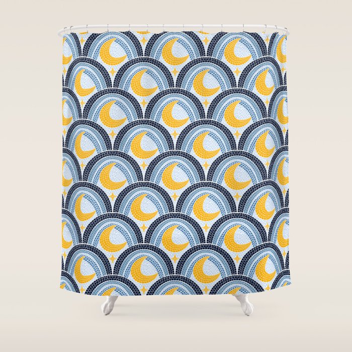 Mediterranean Moonlight Mosaic Shower Curtain Gallery Image 1