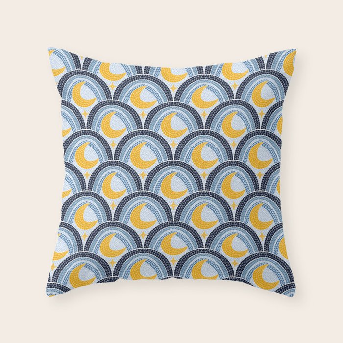 Mediterranean Moonlight Mosaic Throw Pillow Gallery Image 1