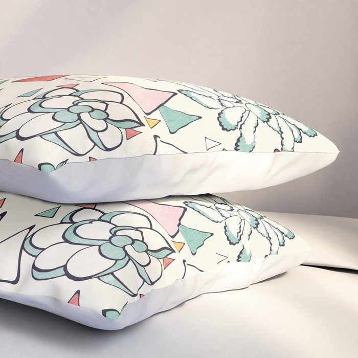 Succulent and triangles seamless pattern Pillow Sham Gallery Image 3