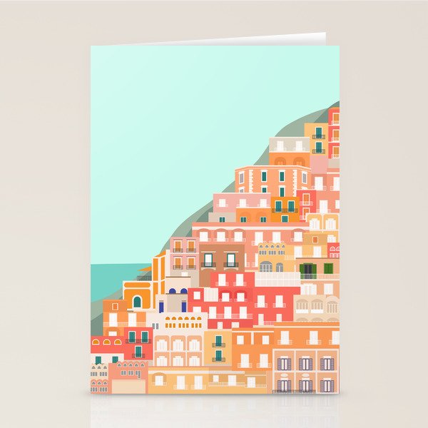 View over the Amalfi Coast, Positano, Italy Stationery Card Gallery Image 1