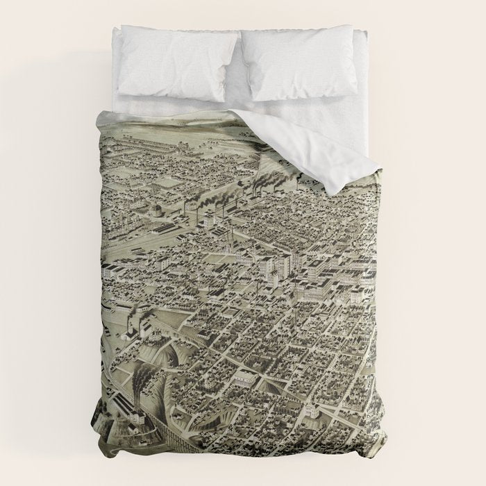 Fort worth texas vintage map Duvet Cover Gallery Image 6