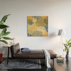 Floral Prints, Abstract Art, Navy Blue and Mustard Yellow, Wood Wall Art Gallery Image 2