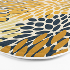 Floral Prints, Abstract Art, Navy Blue and Mustard Yellow, Bath Mat Gallery Image 3