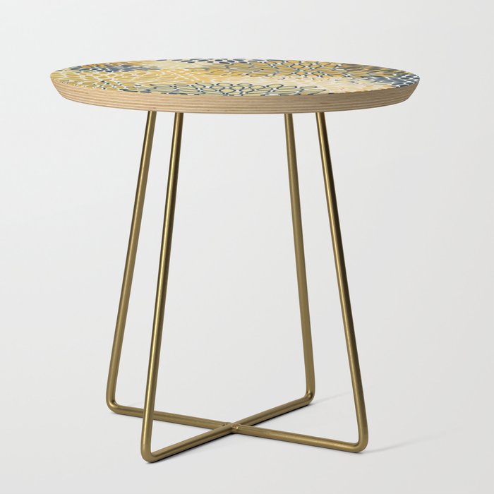 Floral Prints, Abstract Art, Navy Blue and Mustard Yellow, Side Table Gallery Image 1