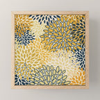 Floral Prints, Abstract Art, Navy Blue and Mustard Yellow, Mini Art Print Gallery Image 1
