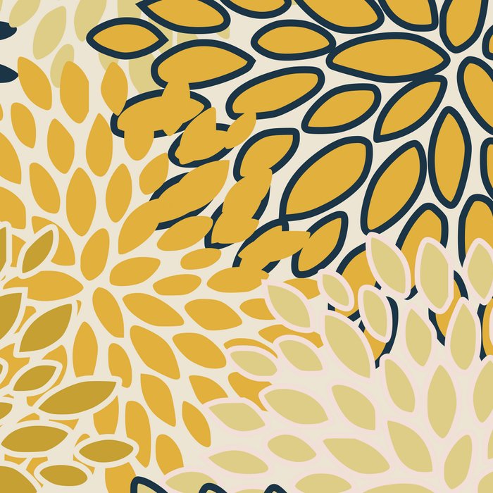 Floral Prints, Abstract Art, Navy Blue and Mustard Yellow, Coffee Mug Gallery Image 2