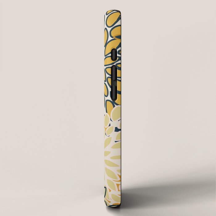 Floral Prints, Abstract Art, Navy Blue and Mustard Yellow, iPhone Case Gallery Image 2