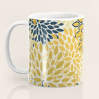 Floral Prints, Abstract Art, Navy Blue and Mustard Yellow, Coffee Mug Gallery Image 3