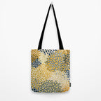 Floral Prints, Abstract Art, Navy Blue and Mustard Yellow, Tote Bag Gallery Image 2