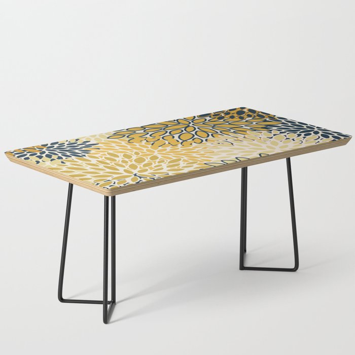 Floral Prints, Abstract Art, Navy Blue and Mustard Yellow, Coffee Table Gallery Image 1