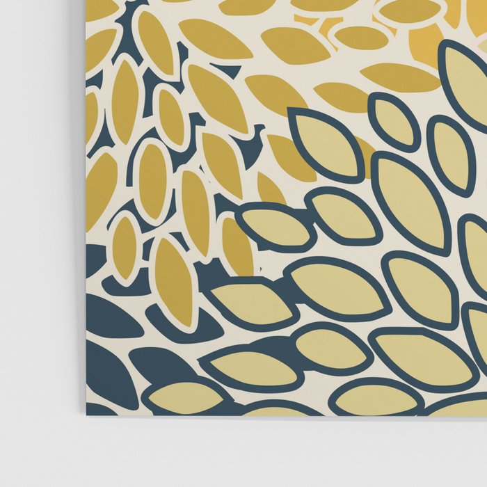 Floral Prints, Abstract Art, Navy Blue and Mustard Yellow, Poster Gallery Image 3